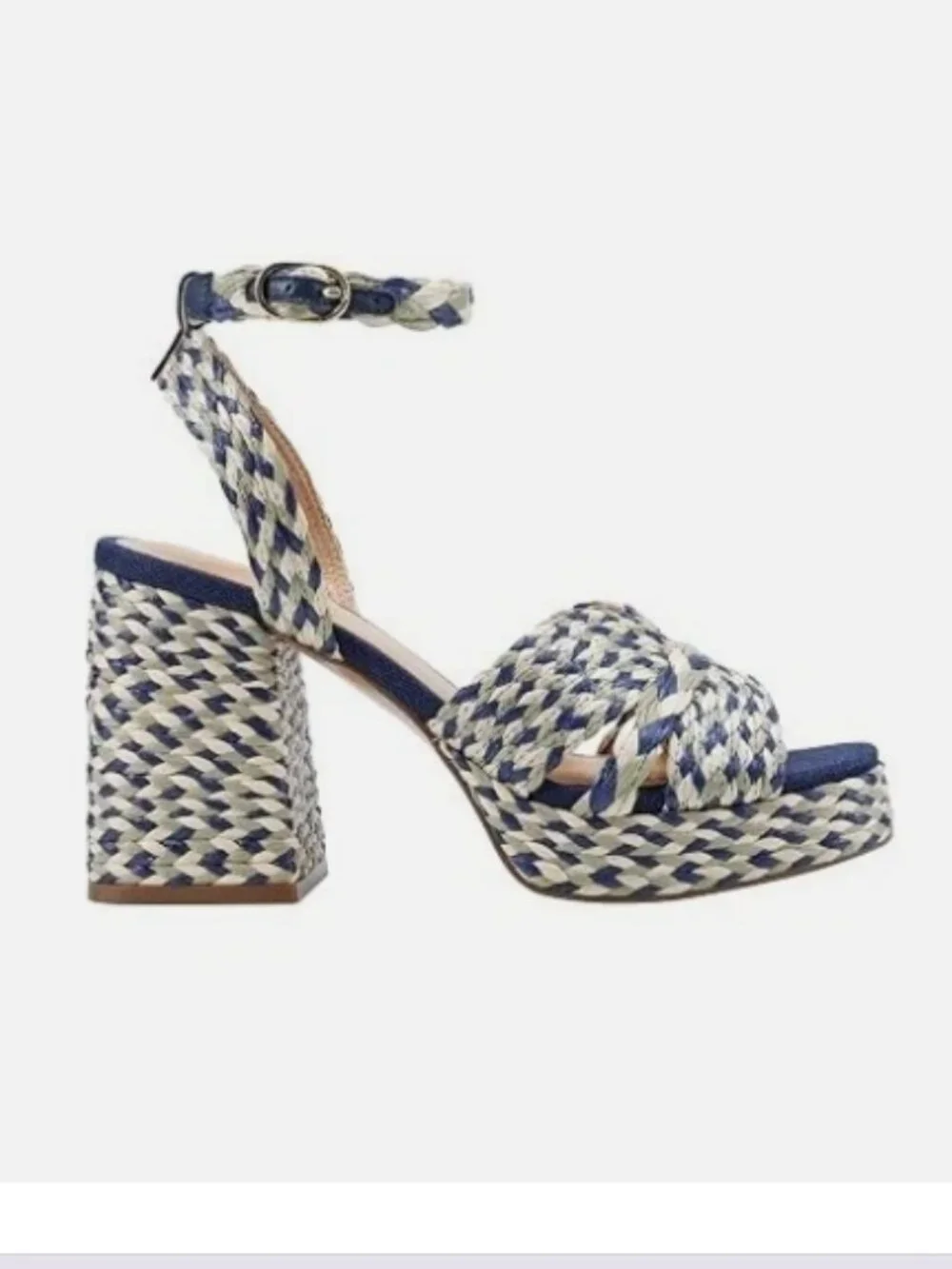 Marc Fisher LTD Raffia Platform Sandals-Janie-Medium Blue-7M-A642850